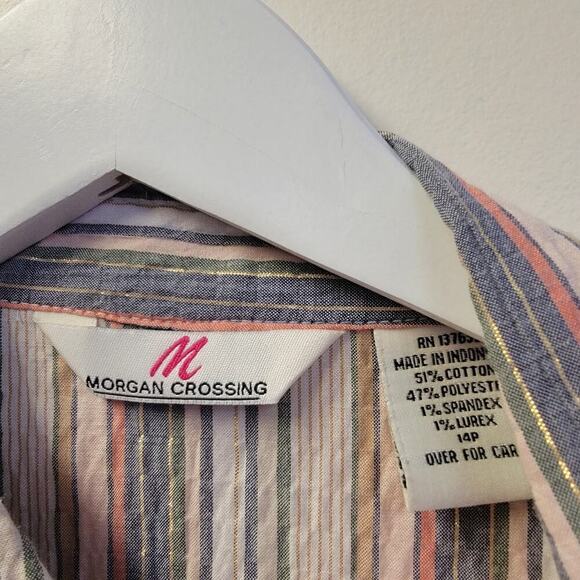 Morgan Crossing Button Up Top Size 14 Petite Striped 3/4 Sleeve Large​ - Picture 8 of 8